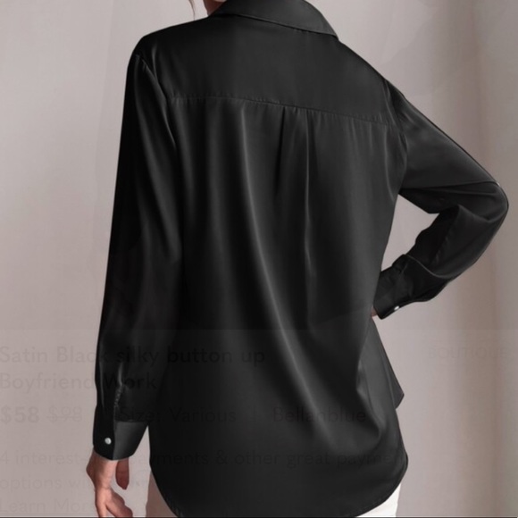 Satin boyfriend button down silky blouse hot pink - Picture 15 of 15